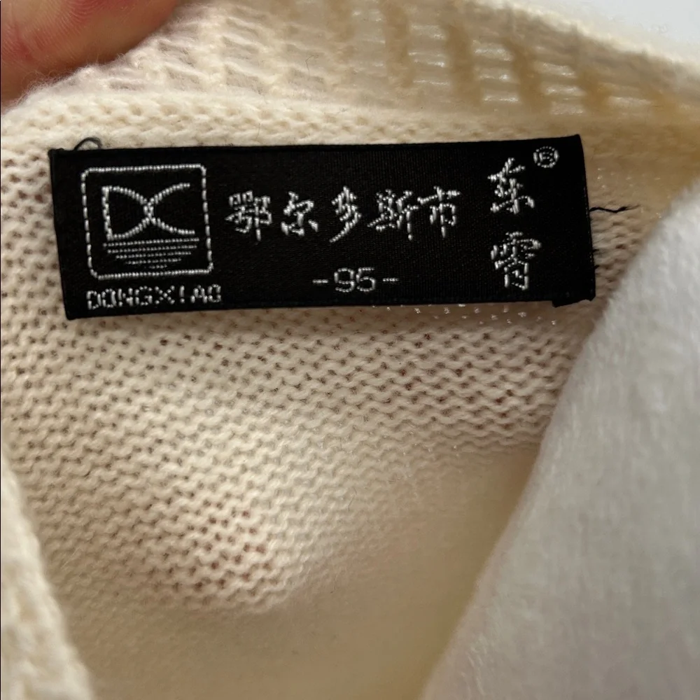 DONGXIAC Ordos Cashmere Knit Dress Ivory Long Sleeve Size 95 Luxury - Picture 4 of 16